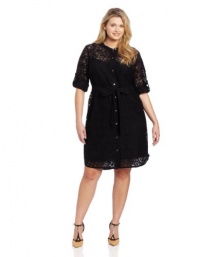 DKNYC Women?s Plus-Size 3/4 Sleeve Button Thru Shirt Dress with Self Belt DKNYC Women?s Plus-Size 3/4 Sleeve Button Thru Shirt Dress with Self Belt