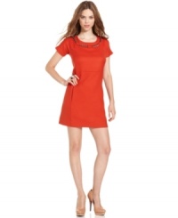 Chain hardware adds an element of edge to this otherwise flirty RACHEL Rachel Roy dress -- perfect for a day-to-night look!