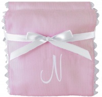 Princess Linens Garden Pique Burp Pad Set - Light Pink with White Rick Rack Trim-N