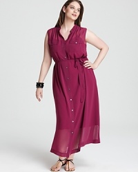 Keep your cool in this DKNYC Plus dress boasting floor-sweeping fuchsia set off with liquid silver accents. Style with strappy sandals for bohemian elegance. Keep your cool in this DKNYC Plus dress boasting floor-sweeping fuchsia set off with liquid silver accents. Style with strappy sandals for bohemian elegance.