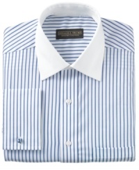 Donald Trump combines classic sophistication and modern comfort with this striped non iron French cuff dress shirt.