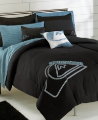 Go bold with Quiksilver's Stacked duvet cover set, featuring a dramatic asphalt-black duvet cover and sham boasting the Quiksilver logo. Also features tonal striping on the reverse. Go bold with Quiksilver's Stacked duvet cover set, featuring a dramatic asphalt-black duvet cover and sham boasting the Quiksilver logo. Also features tonal striping on the reverse.