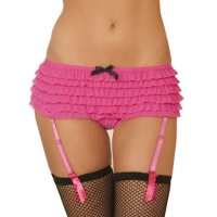 Sexy Pink Crotchless Rumba Boyshort Ruffles with Removable Garters Sexy Pink Crotchless Rumba Boyshort Ruffles with Removable Garters