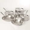 The perfect foundation for stocking your kitchen, this 10-piece set provides you with every day cooking essentials: 10 and 12 fry pans, 2 and 3-qt. sauce pans with lids, 3-qt. sauté pan with lid and 8-qt. lidded stock pot. Favored by chefs and cooking enthusiasts, All-Clad's stainless steel cookware boasts a starburst finish that provides superior stick resistance.