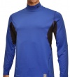 NIKE Men's Pro Combat Dri-Fit Hyperwarm Fitted Shield Mock Shirt-Blue