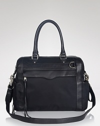 When it-girls become it-moms Rebecca Minkoff delivers with this nylon and leather baby bag. It has the space to match the style, and brings a changing pad for ease on the go. When it-girls become it-moms Rebecca Minkoff delivers with this nylon and leather baby bag. It has the space to match the style, and brings a changing pad for ease on the go.