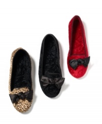 Tap in the smoking flat trend with these cozy, sleek slippers from Charter Club. Chic and bedecked with a bow, they're the perfect at-home accessory. Tap in the smoking flat trend with these cozy, sleek slippers from Charter Club. Chic and bedecked with a bow, they're the perfect at-home accessory.