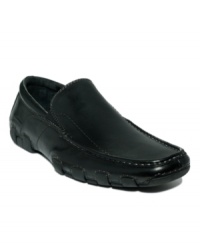 Finish off your look with these sleek leather driving moccasins from Kenneth Cole. Finish off your look with these sleek leather driving moccasins from Kenneth Cole.