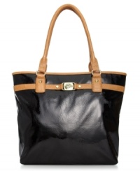 If you're bound for the boardroom, this posh piece from Marc Fisher is business critical. Shiny faux patent leather is accented with signature hardware and contrast trim, while the spacious interior fits files, laptop and other 9-to-5 essentials. If you're bound for the boardroom, this posh piece from Marc Fisher is business critical. Shiny faux patent leather is accented with signature hardware and contrast trim, while the spacious interior fits files, laptop and other 9-to-5 essentials.