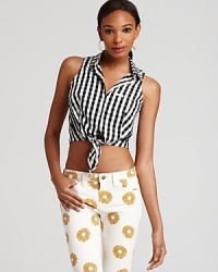 From the GUESS 30th Anniversary Collection, this midriff-baring top boasts a fresh gingham print for a chic vintage vibe. Exclusively at Bloomingdale's. From the GUESS 30th Anniversary Collection, this midriff-baring top boasts a fresh gingham print for a chic vintage vibe. Exclusively at Bloomingdale's.