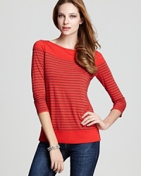 Three Dots Striped Boatneck Top Three Dots Striped Boatneck Top