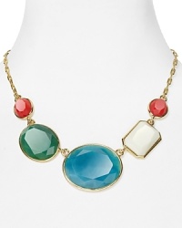 Put on the razzle dazzle with this kate spade new york necklace, crafted of plated metal with a playfully glam focal point of primary hued gemstones. Put on the razzle dazzle with this kate spade new york necklace, crafted of plated metal with a playfully glam focal point of primary hued gemstones.