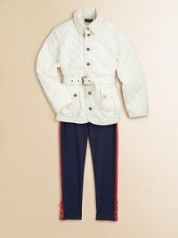 The classic diamond-quilted microfiber barn jacket is prettily updated with puffed sleeves, an empire waist and a preppy corduroy collar.Pointed collarLong sleevesSnap-frontHand welt pocketsBelted waistCorduroy-trimmed placket, cuffs and hemPolyesterMachine washImported Please note: Number of snaps may vary depending on size ordered. The classic diamond-quilted microfiber barn jacket is prettily updated with puffed sleeves, an empire waist and a preppy corduroy collar.Pointed collarLong sleevesSnap-frontHand welt pocketsBelted waistCorduroy-trimmed placket, cuffs and hemPolyesterMachine washImported Please note: Number of snaps may vary depending on size ordered.
