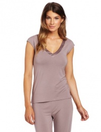 Calvin Klein Women's Essentials With Satin Short Sleeve Top, Muted Mauve, Small Calvin Klein Women's Essentials With Satin Short Sleeve Top, Muted Mauve, Small