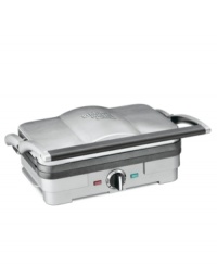 All the power in less the size! The compact griddler features reversible plates that let you do it all, pressing paninis, scrambling eggs and grilling up burgers. The removable dishwasher-safe nonstick plates make for quick storage and effortlessly drain grease for a simplified, healthy meal. 3-year limited warranty. Model GR-35. All the power in less the size! The compact griddler features reversible plates that let you do it all, pressing paninis, scrambling eggs and grilling up burgers. The removable dishwasher-safe nonstick plates make for quick storage and effortlessly drain grease for a simplified, healthy meal. 3-year limited warranty. Model GR-35.