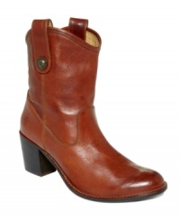 Short and stylish. Fry's Jackie Button booties are smooth with traditional Western-inspired details and side tabs that make pulling them on a breeze. Short and stylish. Fry's Jackie Button booties are smooth with traditional Western-inspired details and side tabs that make pulling them on a breeze.