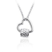Keep Me in Your Heart Interlocking Heart and Ring White Crystal Pendant Necklace Fashion Jewelry Keep Me in Your Heart Interlocking Heart and Ring White Crystal Pendant Necklace Fashion Jewelry