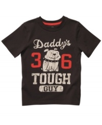 Canine cute. Your little guy can show off his tough side with this short-sleeve shirt from Carter's, sporting a cute cartoon bulldog. Canine cute. Your little guy can show off his tough side with this short-sleeve shirt from Carter's, sporting a cute cartoon bulldog.