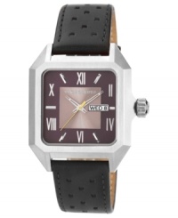 Rich colors and supple leather make this Vince Camuto watch a handsome accessory. Rich colors and supple leather make this Vince Camuto watch a handsome accessory.