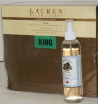 Bundle -- Lauren by Ralph Lauren Bedding Dunham 300 Thead Count Sateen King Sheet Set Brown with L'essence de Provence Fresh Scent Linen Water Spray Bundle -- Lauren by Ralph Lauren Bedding Dunham 300 Thead Count Sateen King Sheet Set Brown with L'essence de Provence Fresh Scent Linen Water Spray