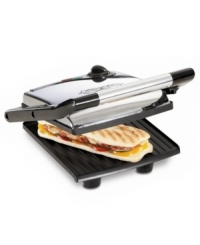 Pressed to impress. Hot, tasty grilled sandwiches are all the rage, and now they're easy to make right on your countertop! Simply place your sandwich between the two nonstick grill plates for quick, two-sided cooking with delicious results. One-year warranty. Model 13267. Pressed to impress. Hot, tasty grilled sandwiches are all the rage, and now they're easy to make right on your countertop! Simply place your sandwich between the two nonstick grill plates for quick, two-sided cooking with delicious results. One-year warranty. Model 13267.
