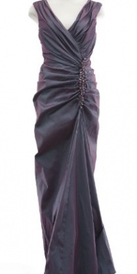 Tadashi Shoji Purple/Blue Taffeta Ruched Beaded Sleeveless Gown Dress 4