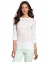 Calvin Klein Women's Layering Tees Long Sleeve T-shirt, White, Medium