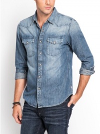 GUESS Basic Denim Shirt in Spell Wash