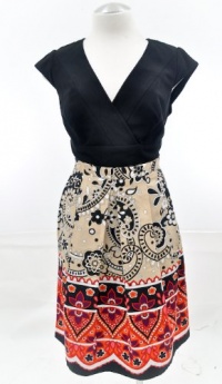 Kay Unger Beige and Black Cap Sleeve Dress Kay Unger Beige and Black Cap Sleeve Dress