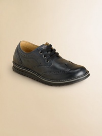 Just like dad's, these supple leather lace-up oxfords feature patented breathable technology that absorbs and expels sweat, while keeping out water.Lace-upLeather upperLeather/Textile liningLeather solePadded insoleImported