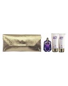 Unleash your inner goddess with this must-have couture sensation. The brilliant golden clutch encompasses a collection of Alien products. Feel extraordinary, and have a marvelous night out with this chic, fashionable clutch. Set includes: 1 oz. refillable spray, 3.4 oz. Radiant Body Lotion and 3.4 oz. Radiant Shower Gel.
