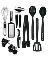 All the tools a home cook needs, all in one place! Complete your kitchen with this all-inclusive set from KitchenAid. It includes an essential assortment of nylon utensils and high-quality kitchen gadgets that make food prep a more rewarding process. Limited lifetime warranty. All the tools a home cook needs, all in one place! Complete your kitchen with this all-inclusive set from KitchenAid. It includes an essential assortment of nylon utensils and high-quality kitchen gadgets that make food prep a more rewarding process. Limited lifetime warranty.