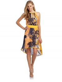 THE LOOKAbstract print on chiffon overlayContrast halter straps tie at neckKeyhole frontContrast piped neckline and hemContrast pintucked waistbandSide zipper with hook-and-eye closureHi-lo hemTHE FITAbout 42 from shoulder to longest point of hemTHE MATERIALPolyesterFully linedCARE & ORIGINHand wash or dry cleanImportedModel shown is 5'10 (177cm) wearing US size Small. THE LOOKAbstract print on chiffon overlayContrast halter straps tie at neckKeyhole frontContrast piped neckline and hemContrast pintucked waistbandSide zipper with hook-and-eye closureHi-lo hemTHE FITAbout 42 from shoulder to longest point of hemTHE MATERIALPolyesterFully linedCARE & ORIGINHand wash or dry cleanImportedModel shown is 5'10 (177cm) wearing US size Small.
