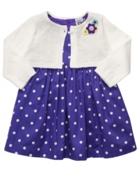 Get her ready for any gathering with this fun polka-dot dress and cardigan set from Carter's. Get her ready for any gathering with this fun polka-dot dress and cardigan set from Carter's.