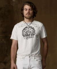 The wear-it-with-anything ease of an essential cotton jersey tee is enhanced with faded vintage-inspired graphics. The wear-it-with-anything ease of an essential cotton jersey tee is enhanced with faded vintage-inspired graphics.