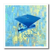 Cap and Diploma, 2013 Graduation, Abstract Design, Aqua Blue - 6x6 Iron On Heat Transfer For White Material Cap and Diploma, 2013 Graduation, Abstract Design, Aqua Blue - 6x6 Iron On Heat Transfer For White Material