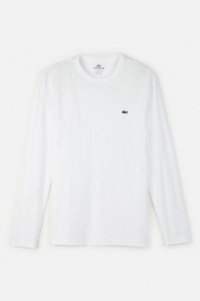 Lacoste Men's Long Sleeve Pima Jersey Crewneck T-shirt White, Size XS- TH5276 Lacoste Men's Long Sleeve Pima Jersey Crewneck T-shirt White, Size XS- TH5276