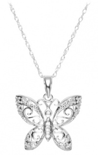 14k Gold Diamond Butterfly Pendant Necklace (0.10 cttw, I-J Color, I2-I3 Clarity), 18