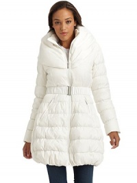 THE LOOKWide, shawl collarZip frontBelted waistDual angled zip pocketsTHE FITAbout 35 from shoulder to hemTHE MATERIALPolyesterFill: down/feathersFully linedCARE & ORIGINDry cleanImportedModel shown is 5'9 (175cm) wearing US size Small. THE LOOKWide, shawl collarZip frontBelted waistDual angled zip pocketsTHE FITAbout 35 from shoulder to hemTHE MATERIALPolyesterFill: down/feathersFully linedCARE & ORIGINDry cleanImportedModel shown is 5'9 (175cm) wearing US size Small.
