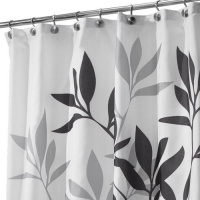 InterDesign Fabric Shower Curtain, Gray Leaves, 72 Inches X 72 Inches InterDesign Fabric Shower Curtain, Gray Leaves, 72 Inches X 72 Inches