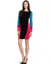 BCBGMAXAZRIA Women's Korin Color Blocked Long Sleeve Dress