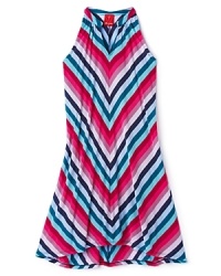 With a trendy hi-lo hem and vibrant stripes, this cotton cami dress is a summer-ready fashion feat. With a trendy hi-lo hem and vibrant stripes, this cotton cami dress is a summer-ready fashion feat.