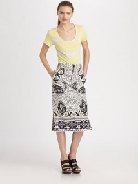 An eclectic bohemian print highlights this straight-lined cargo silhouette of crisp cotton twill.Mid-rise waistbandBelt loopsZip-flySlash pocketsBack cargo pocketsAbout 29 longCottonDry cleanImportedModel shown is 5'9 (175cm) wearing US size Small. An eclectic bohemian print highlights this straight-lined cargo silhouette of crisp cotton twill.Mid-rise waistbandBelt loopsZip-flySlash pocketsBack cargo pocketsAbout 29 longCottonDry cleanImportedModel shown is 5'9 (175cm) wearing US size Small.