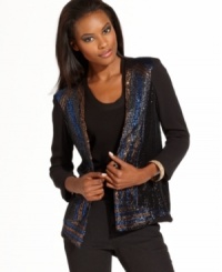 Allover geometric sequins add modern edge to this French Connection blazer for high-shine fall style!