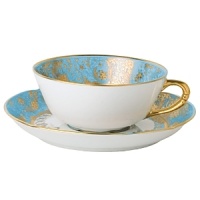 Inspired by the flamboyant designs of the 19th century, Eden Turquoise is both refined and sophisticated. This Limoges porcelain dinnerware service is a remarkable reproduction that captures the beauty of engraved gold work. Made in Limoges, France. Inspired by the flamboyant designs of the 19th century, Eden Turquoise is both refined and sophisticated. This Limoges porcelain dinnerware service is a remarkable reproduction that captures the beauty of engraved gold work. Made in Limoges, France.