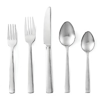 A bold and geometrically simple flatware assortment is the epitome of classic and clean. This set includes four, 5-piece place settings by Ginkgo. Dishwasher safe.