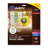 Avery Easy Peel Permanent Print-To-The-Edge Round Labels, Laser/InkJet, 2-Inch, Glossy White, Pack of 120 (22807) Avery Easy Peel Permanent Print-To-The-Edge Round Labels, Laser/InkJet, 2-Inch, Glossy White, Pack of 120 (22807)
