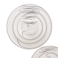 Waterford's Ballet Ribbon bone china dinnerware echoes the graceful forms and lines of the interpretive dance and the satin ribbons which adorn ballerinas' costumes and pointe shoes. Mix in the brightly colored accent plates to make your table pop or to blend the pattern into your dining décor. Waterford's Ballet Ribbon bone china dinnerware echoes the graceful forms and lines of the interpretive dance and the satin ribbons which adorn ballerinas' costumes and pointe shoes. Mix in the brightly colored accent plates to make your table pop or to blend the pattern into your dining décor.