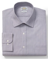 With a sophisticated stripe, this dress shirt from Eagle keeps your look on the straight & narrow. With a sophisticated stripe, this dress shirt from Eagle keeps your look on the straight & narrow.