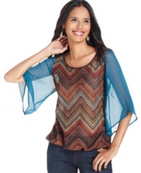 Style&co. mixes materials to make a unique top just for you! Sheer sleeves are just the thing to lighten up your favorite pair of jeans. Style&co. mixes materials to make a unique top just for you! Sheer sleeves are just the thing to lighten up your favorite pair of jeans.